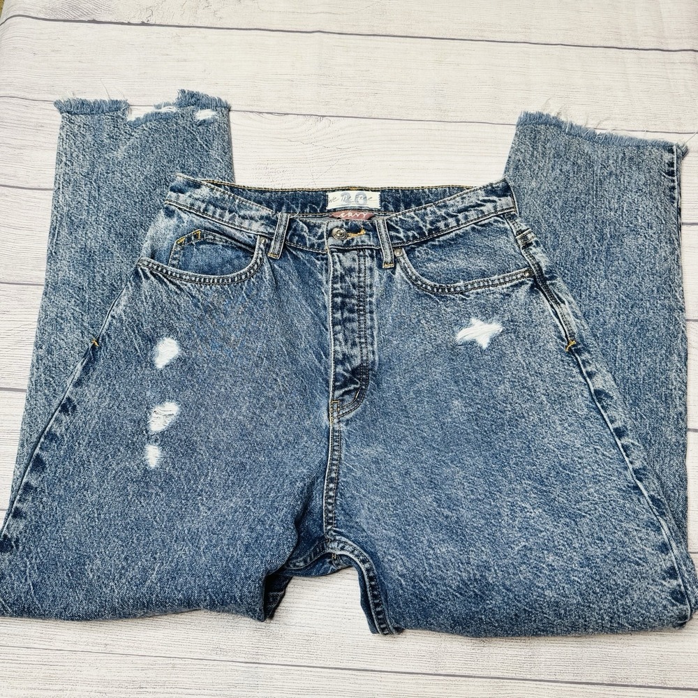 Free People Distressed Vintage Wash Blue Jeans
